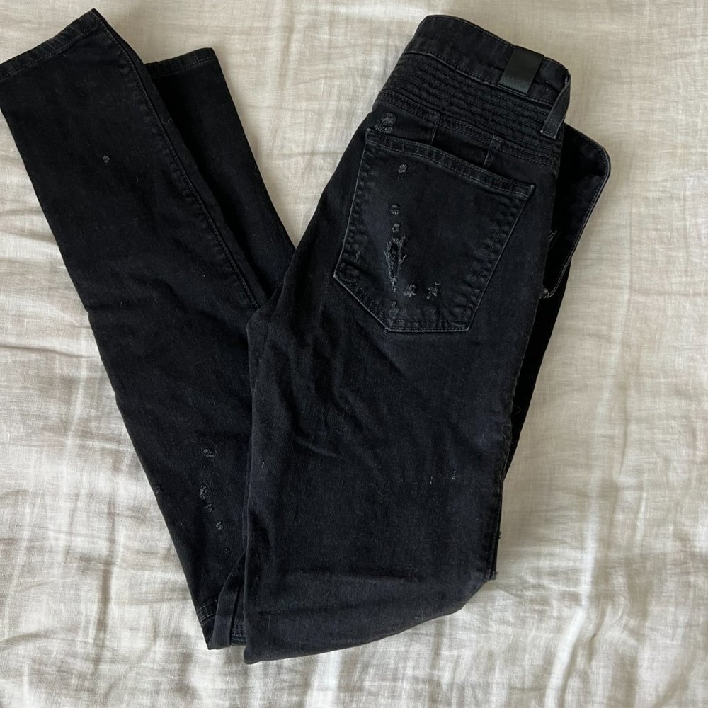 Vince Black Skinny Moto Jeans